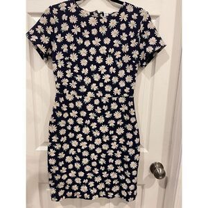 Old Navy Women's Blue Floral Pattern Short Sleeve Back Zipper Outdoor Mini Dress